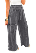 Grey High Waist Raw Hem Pants